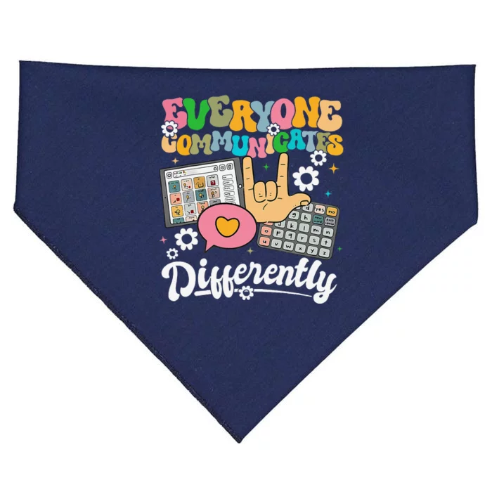 Everyone Communicates Differently Teacher Day USA-Made Doggie Bandana