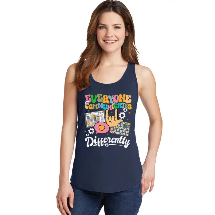 Everyone Communicates Differently Teacher Day Ladies Essential Tank