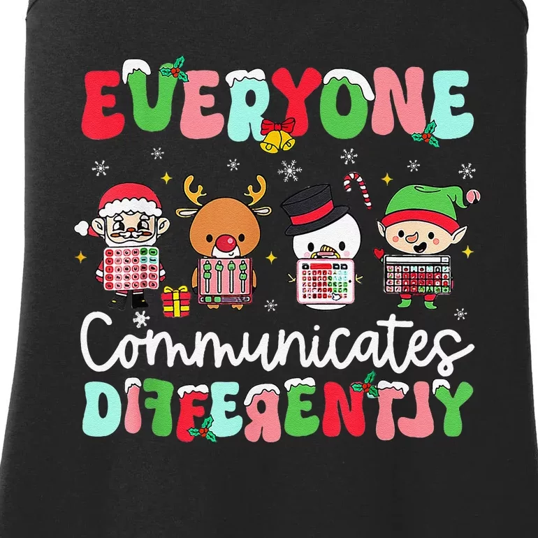 Everyone Communicate Differently Speech Therapy Christmas Ladies Essential Tank