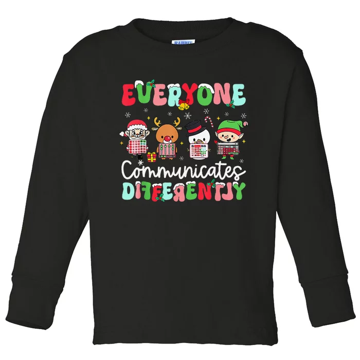 Everyone Communicate Differently Speech Therapy Christmas Toddler Long Sleeve Shirt