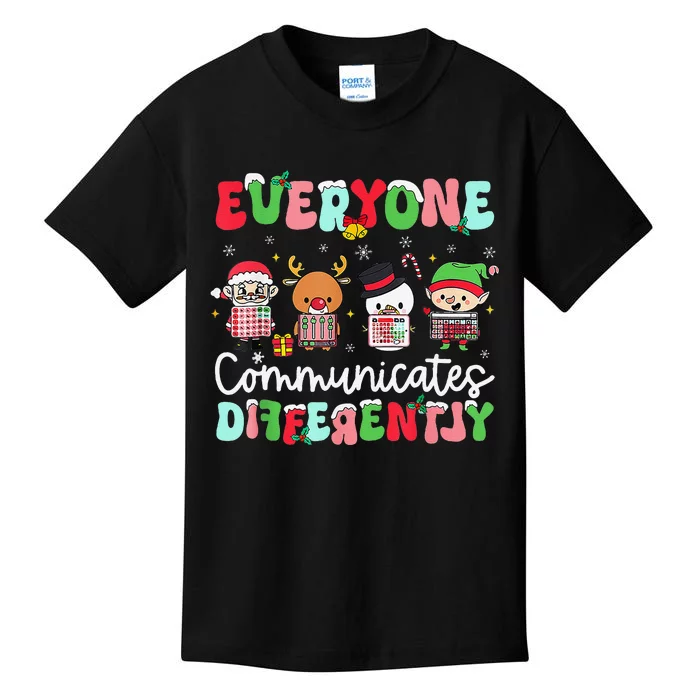 Everyone Communicate Differently Speech Therapy Christmas Kids T-Shirt