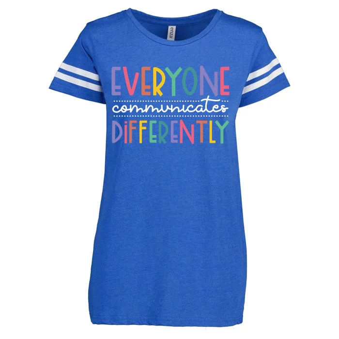 Everyone Communicate Differently Autism Special Ed Teacher Enza Ladies Jersey Football T-Shirt