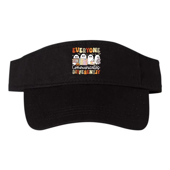 Everyone Communicates Differently Speech Therapy Halloween Valucap Bio-Washed Visor