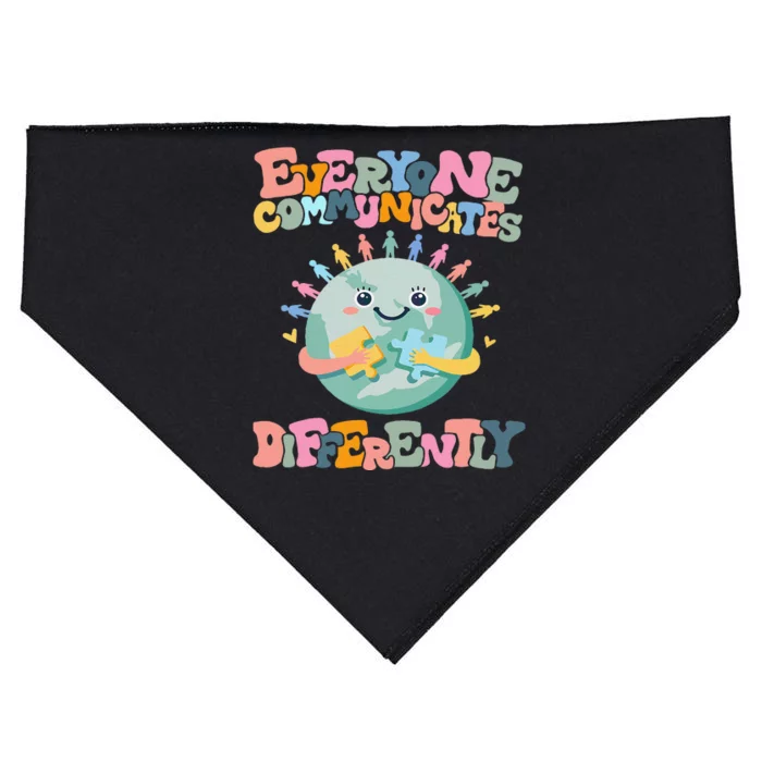 Everyone Communicates Differently Funny USA-Made Doggie Bandana