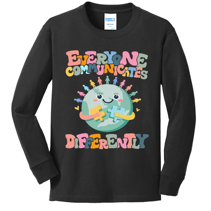 Everyone Communicates Differently Funny Kids Long Sleeve Shirt