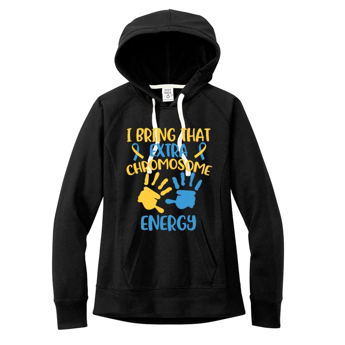 Extra Chromosome Down Syndrome Funny Trisomy 21 Women's Fleece Hoodie