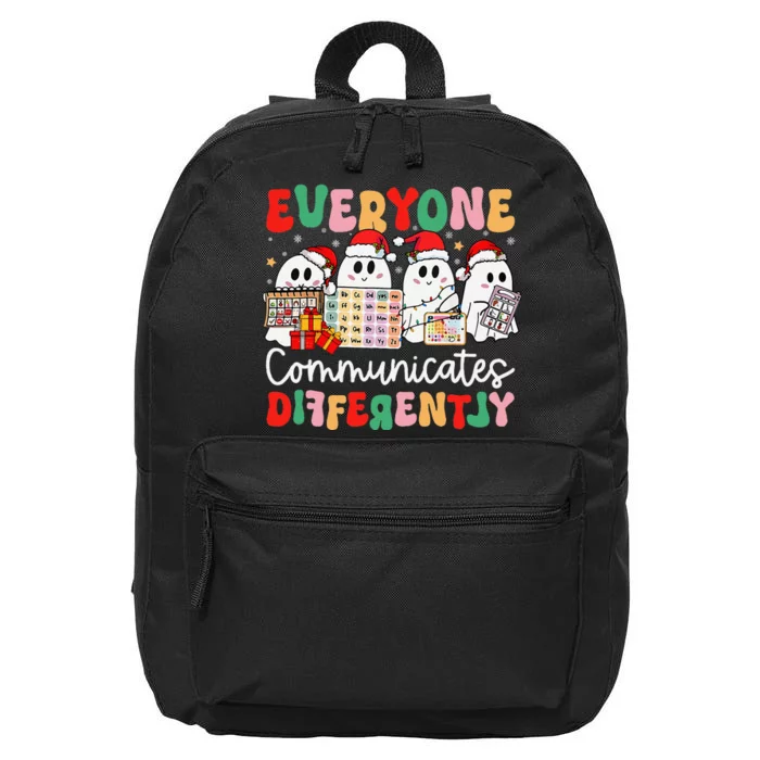 Everyone Communicates Differently Speech Therapy Christmas 16 in Basic Backpack