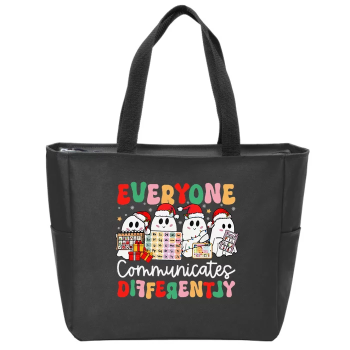 Everyone Communicates Differently Speech Therapy Christmas Zip Tote Bag