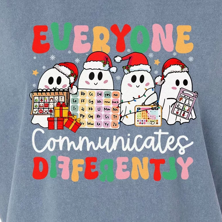 Everyone Communicates Differently Speech Therapy Christmas Garment-Dyed Women's Muscle Tee