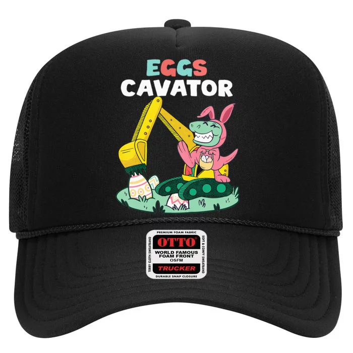 Eggs Cavator Easter Bunny Excavator Cute High Crown Mesh Trucker Hat