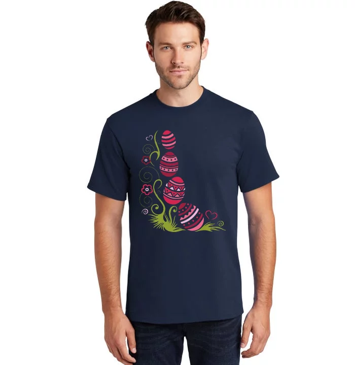 Easter. Colorful Easter Eggs, Hearts And Flowers. Tall T-Shirt