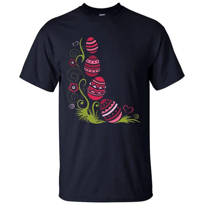 Easter. Colorful Easter Eggs, Hearts And Flowers. Tall T-Shirt