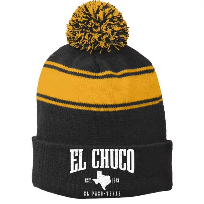 El Chuco El Paso Texas Pride Vintage Est. 1873 Stripe Pom Pom Beanie