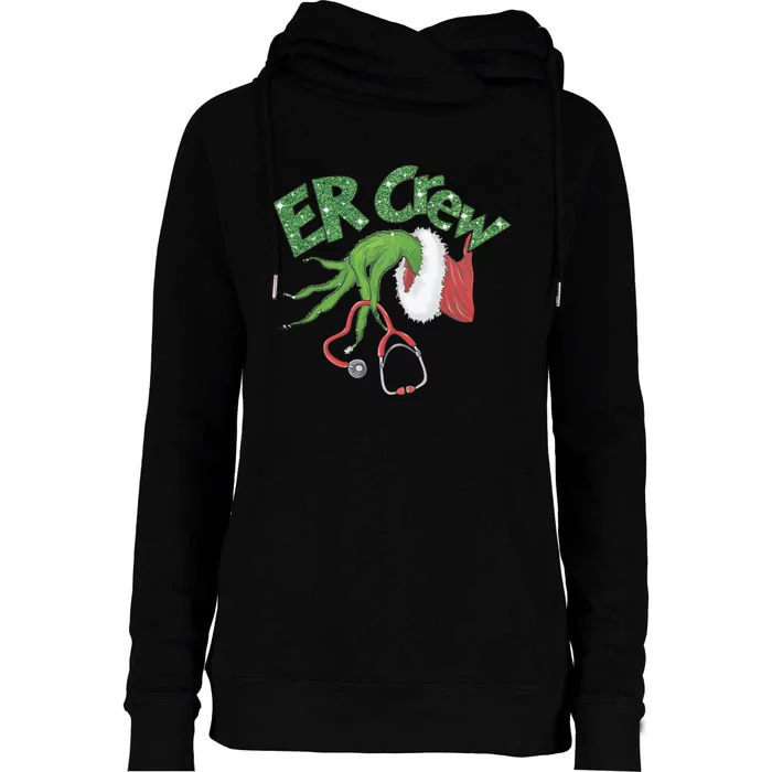 Er Crew Emergency Room Nurse Christmas Womens Funnel Neck Pullover Hood