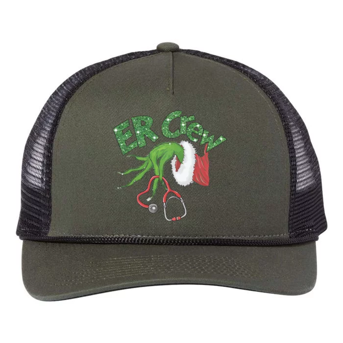 Er Crew Emergency Room Nurse Christmas Retro Rope Trucker Hat Cap