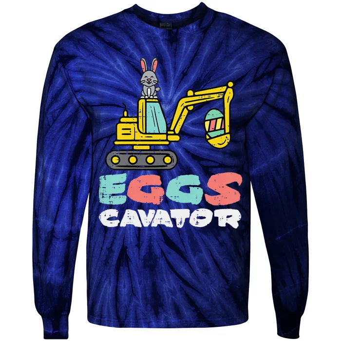 Eggs Cavator Easter Bunny Excavator Cute Tie-Dye Long Sleeve Shirt