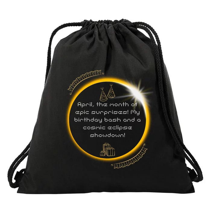 Epic Cosmic Eclipse Surprise Birthday Bash Print Drawstring Bag