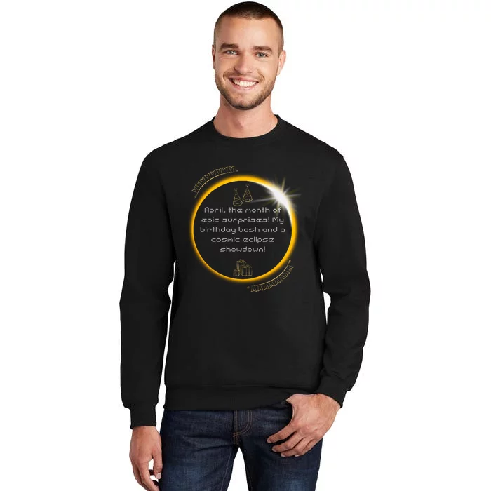 Epic Cosmic Eclipse Surprise Birthday Bash Print Tall Sweatshirt