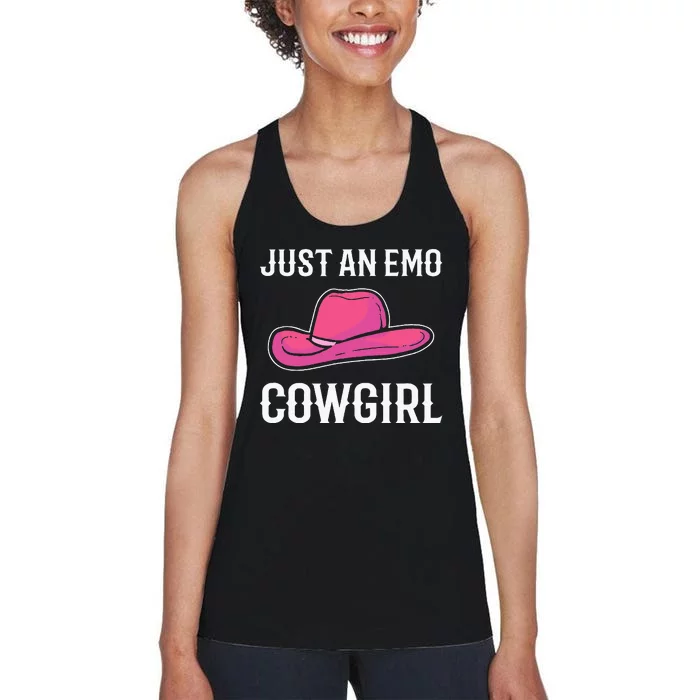 Emo Cowgirl. Emotional Lady Women's Racerback Tank