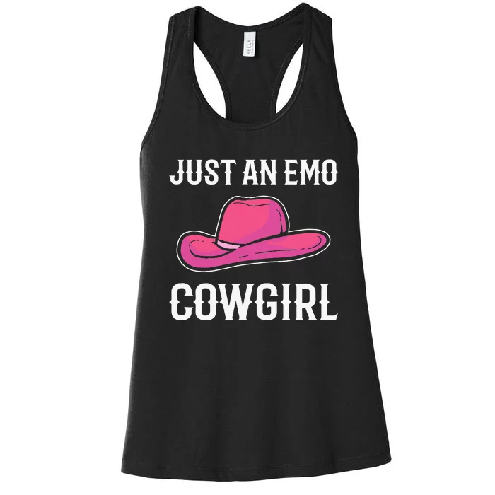 Emo Cowgirl. Emotional Lady Women's Racerback Tank