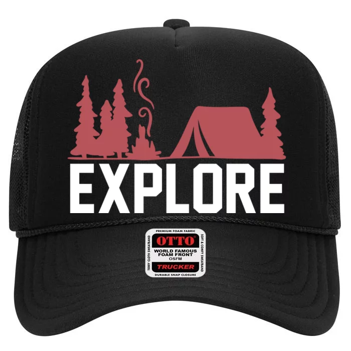 Explore Camp High Crown Mesh Trucker Hat