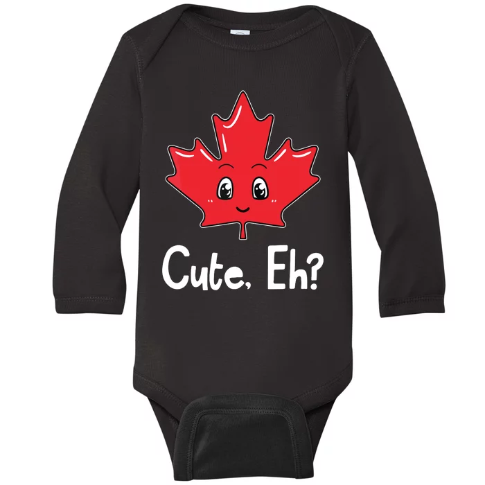 Eh Canadian Flag Maple Leaf Funny Canada Souvenir Tourist Baby Long Sleeve Bodysuit