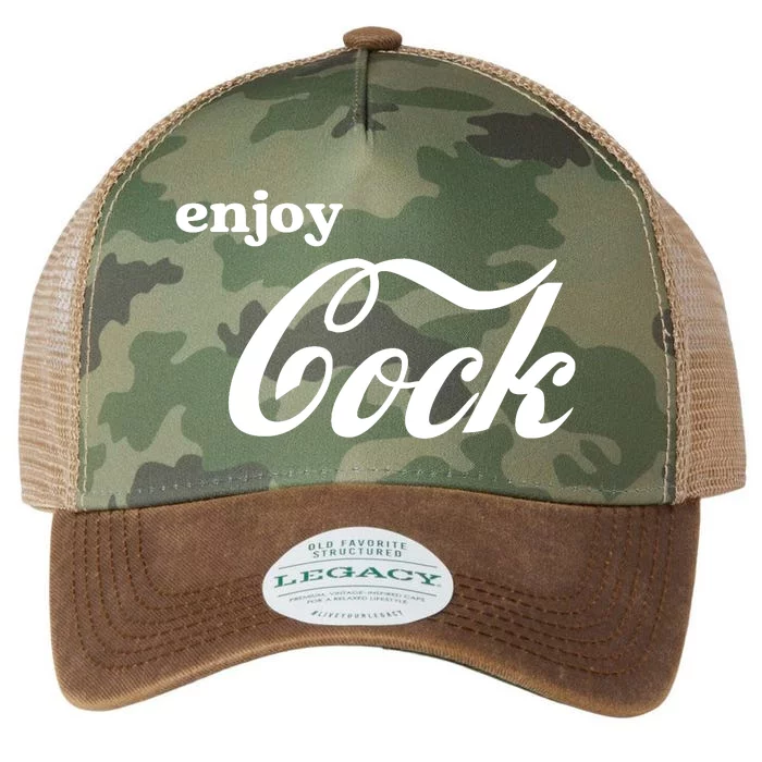 Enjoy Cock Funny Parody Logo Legacy Tie Dye Trucker Hat