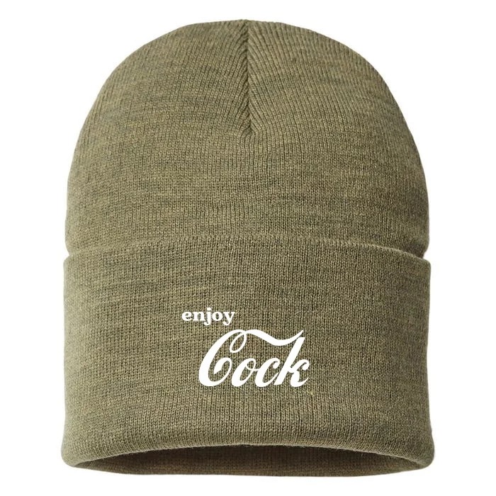 Enjoy Cock Funny Parody Logo Sustainable Knit Beanie