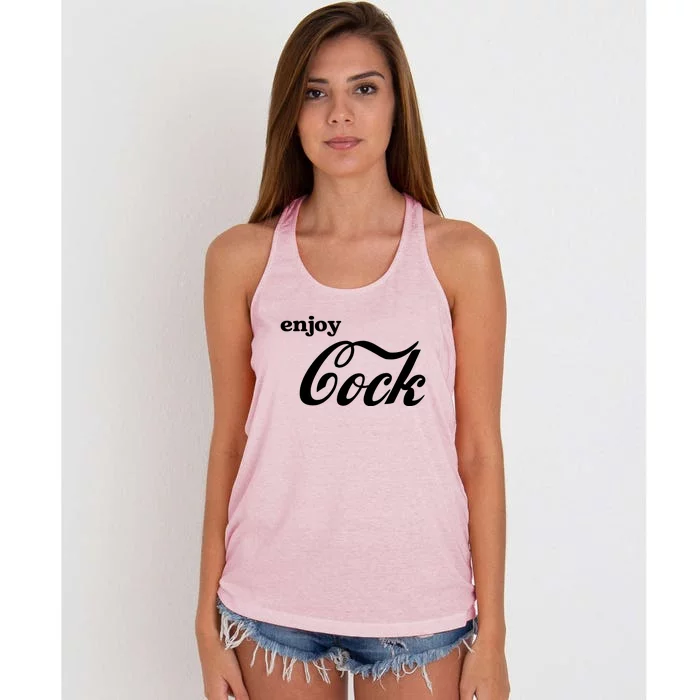 Enjoy Cock Funny Parody Logo Women's Knotted Racerback Tank