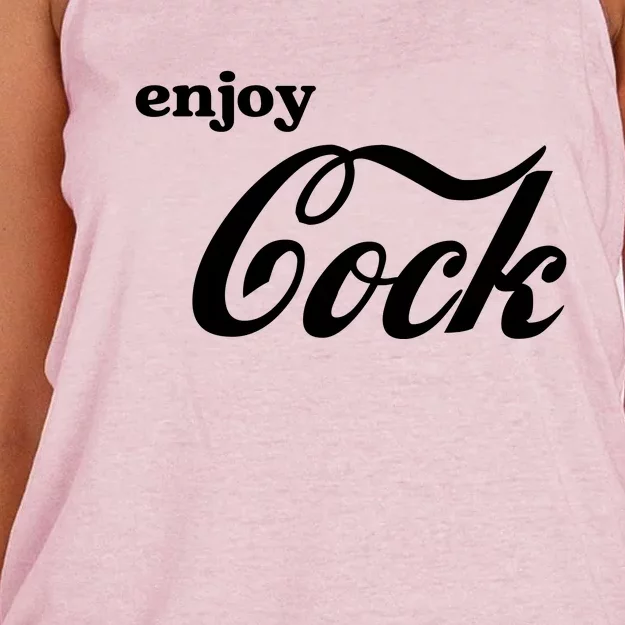 Enjoy Cock Funny Parody Logo Women's Knotted Racerback Tank