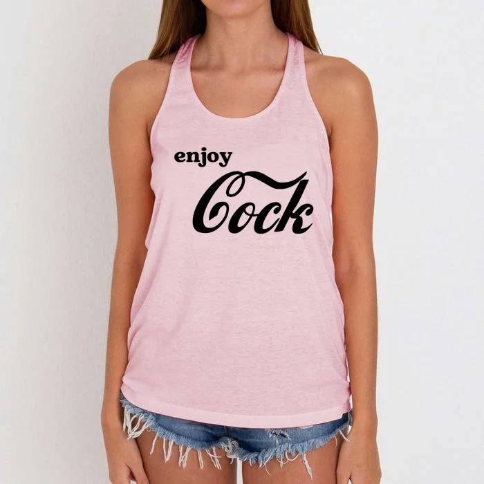 Enjoy Cock Funny Parody Logo Women's Knotted Racerback Tank