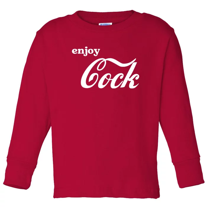 Enjoy Cock Funny Parody Logo Toddler Long Sleeve Shirt