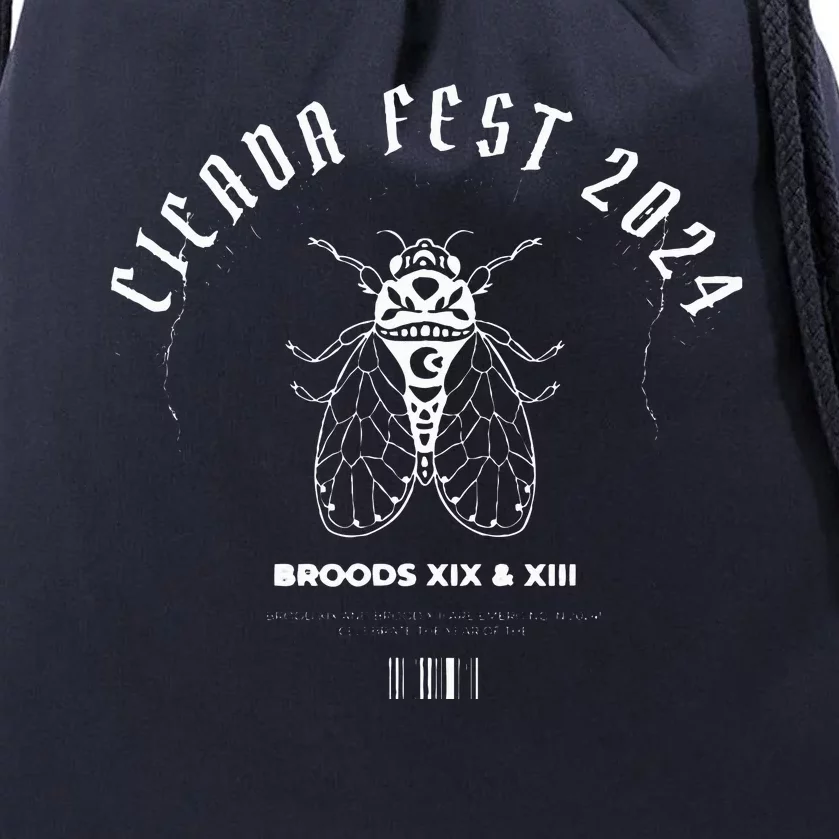 Entomology Cicada Fest 2024 Broods XIX XIII Cicada Lover Drawstring Bag