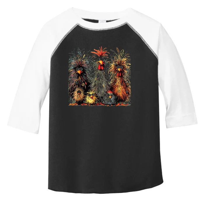 Eagerlys Colorful Funny Chicken Art Crazy Chicken Family Toddler Fine Jersey T-Shirt