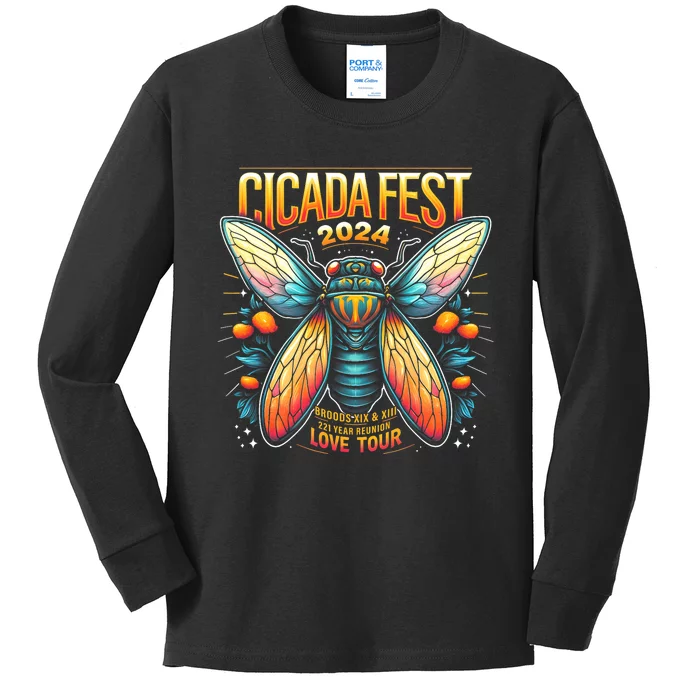 Entomology Cicada Fest 2024 Broods Xix & Xiii Love Kids Long Sleeve Shirt