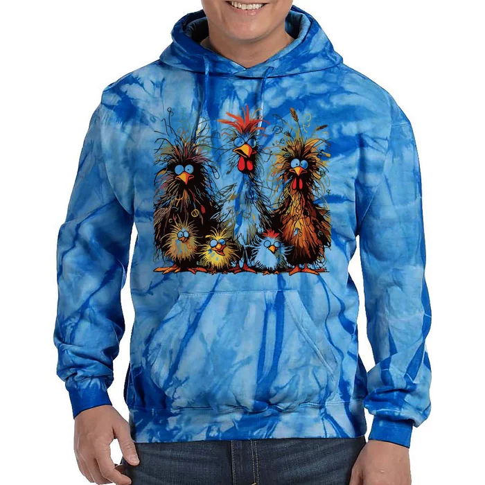 Eagerlys Colorful Funny Chicken Art Tie Dye Hoodie