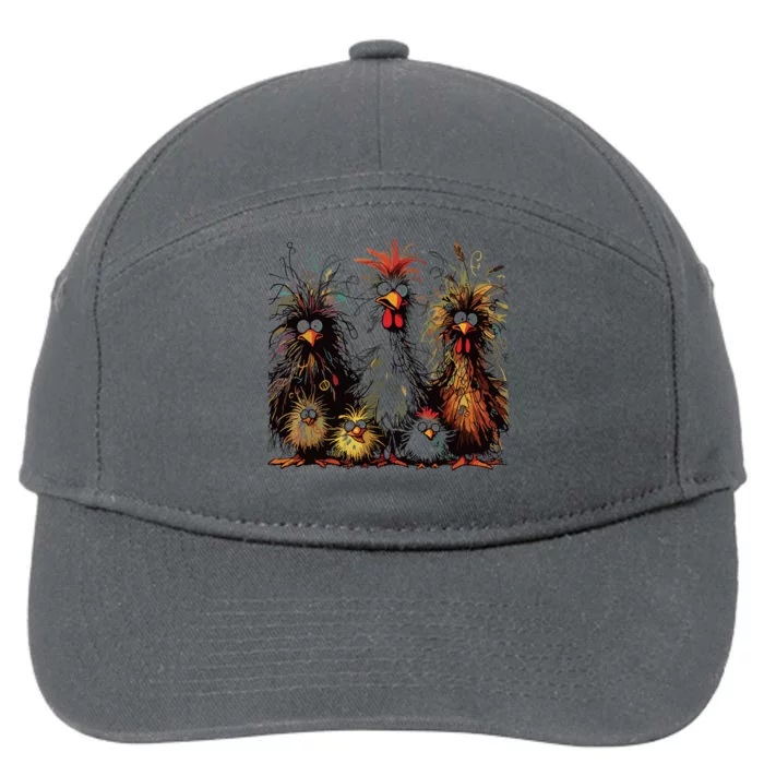 Eagerlys Colorful Funny Chicken Art 7-Panel Snapback Hat