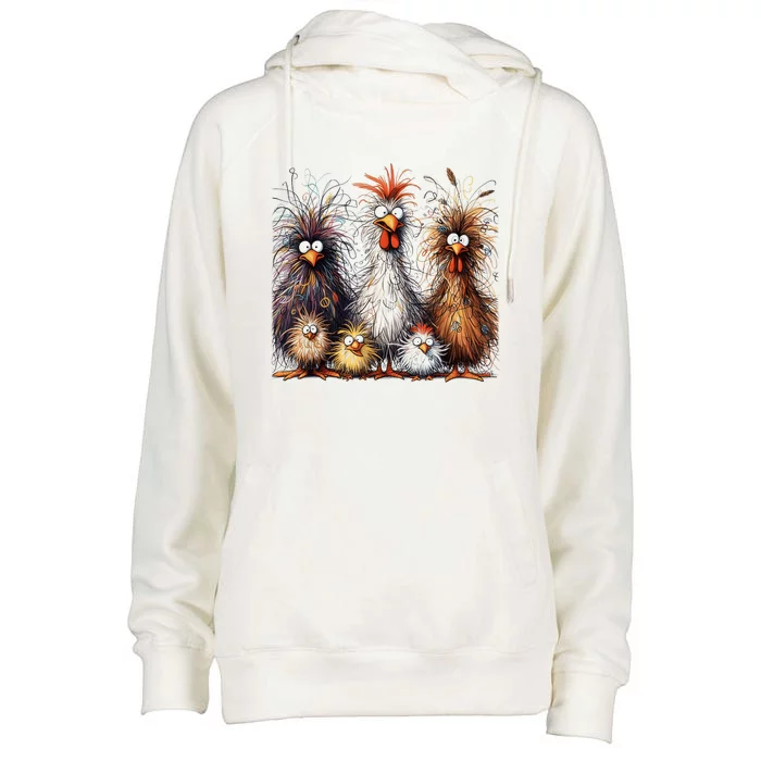 Eagerlys Colorful Funny Chicken Art Womens Funnel Neck Pullover Hood