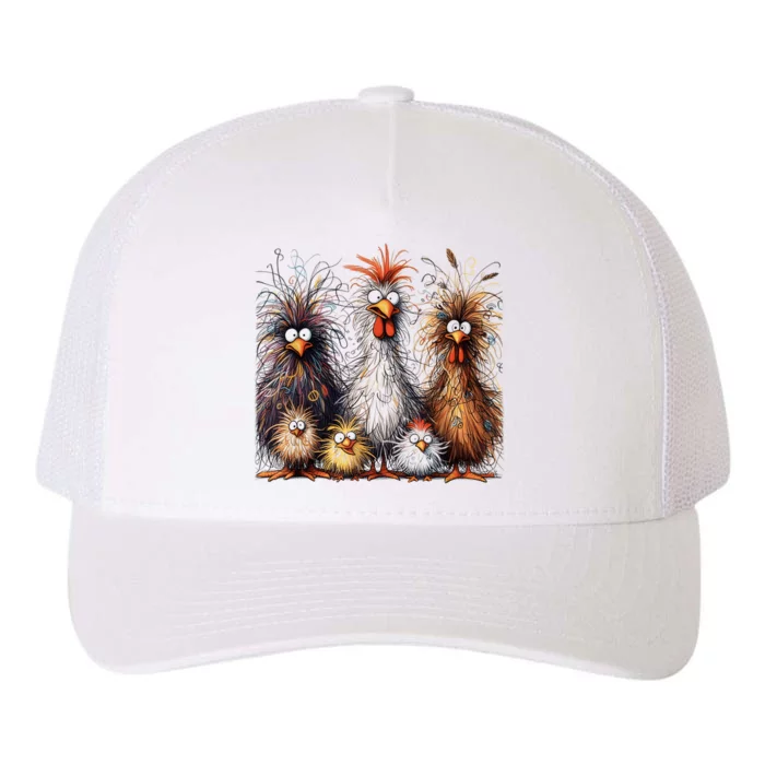 Eagerlys Colorful Funny Chicken Art Yupoong Adult 5-Panel Trucker Hat