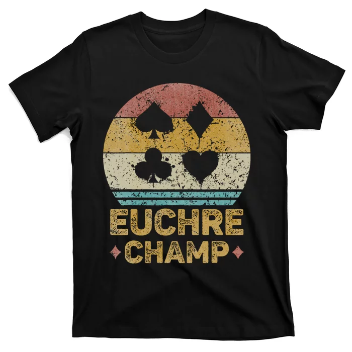 Euchre Champ Funny Vintage Euchre Board Game T-Shirt