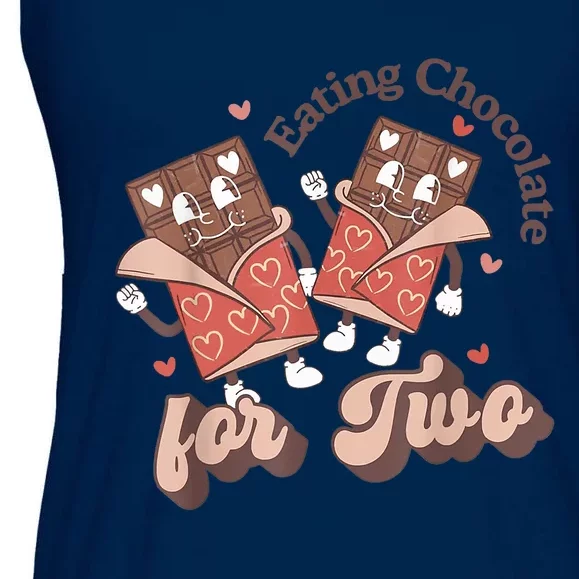 Eating Chocolate For Two New Mom Pregnant Valentines Day Ladies Essential Flowy Tank