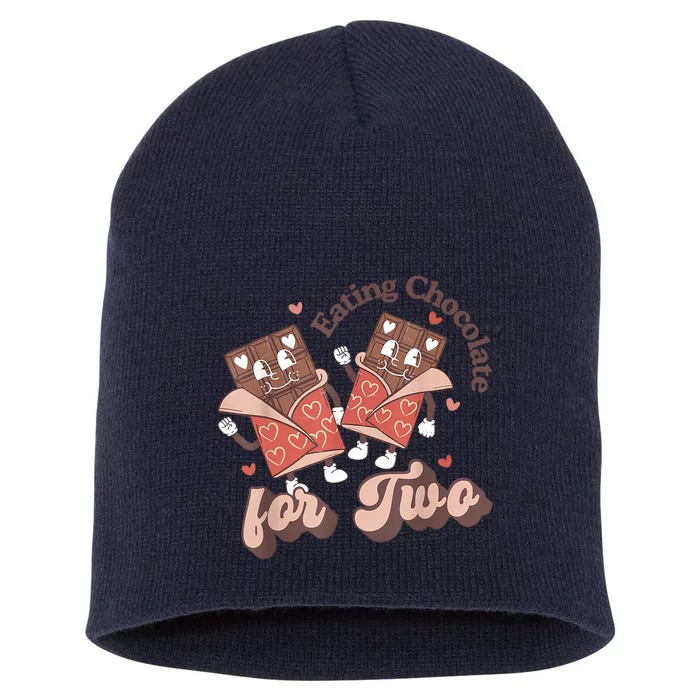 Eating Chocolate For Two New Mom Pregnant Valentines Day Short Acrylic Beanie