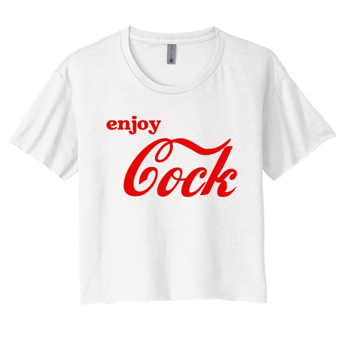 Enjoy Cock Funny Parody Logo Gift Women's Crop Top Tee