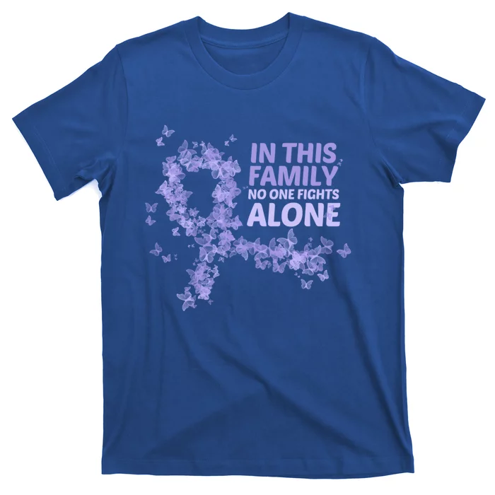 Esophageal Cancer Family Support Gift No One Fights Alone Gift T-Shirt