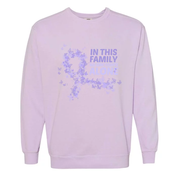 Esophageal Cancer Family Support Gift No One Fights Alone Gift Garment-Dyed Sweatshirt