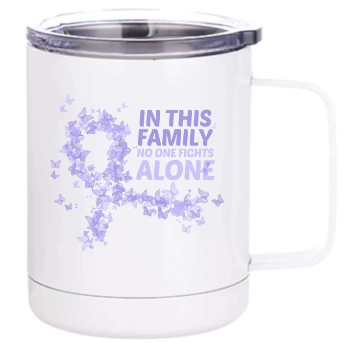 Esophageal Cancer Family Support Gift No One Fights Alone Gift Front & Back 12oz Stainless Steel Tumbler Cup