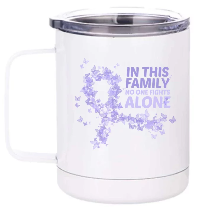 Esophageal Cancer Family Support Gift No One Fights Alone Gift Front & Back 12oz Stainless Steel Tumbler Cup