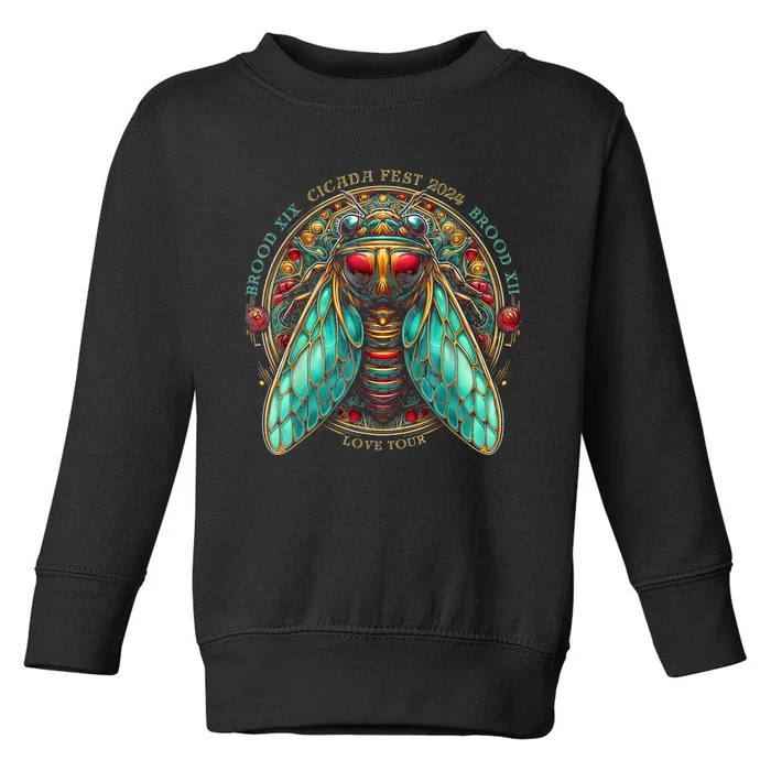 Entomology Cicada Fest 2024 Broods Xix & Xiii Love Toddler Sweatshirt