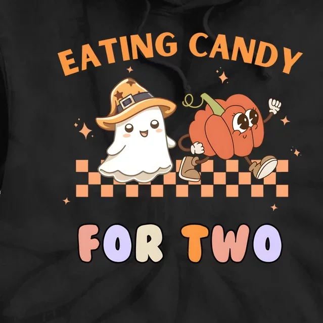 Eating Candy For Two Pregnant Halloween Tie Dye Hoodie