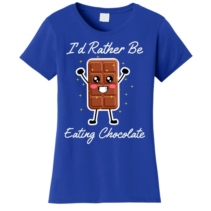 Eating Chocolate Funny Chocolate Bar Ironic Saying Funny Gift Women's T-Shirt